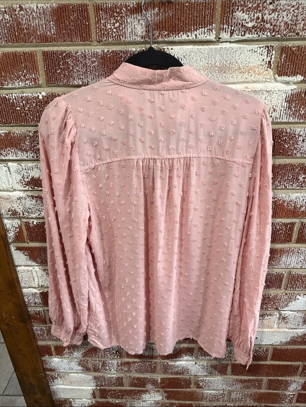 LOFT Feminine Balletcore Swiss Dot Button Front Top Size S